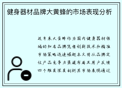 健身器材品牌大黄蜂的市场表现分析
